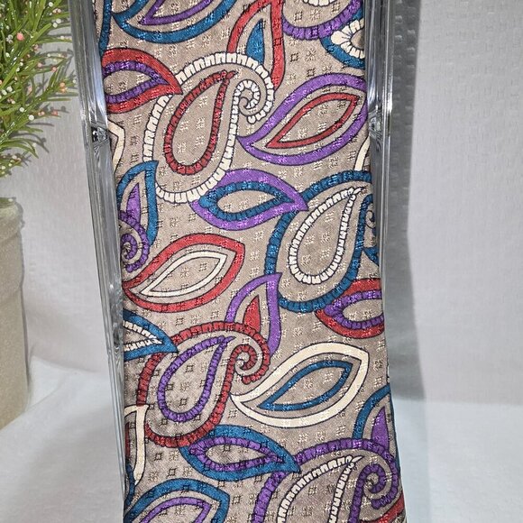 GIVENCHY MONSIEUR ITALIAN SILK TIE MUSHROOM COLOR WITH MULTI COLOR PAISLEY MENS - Picture 4 of 6